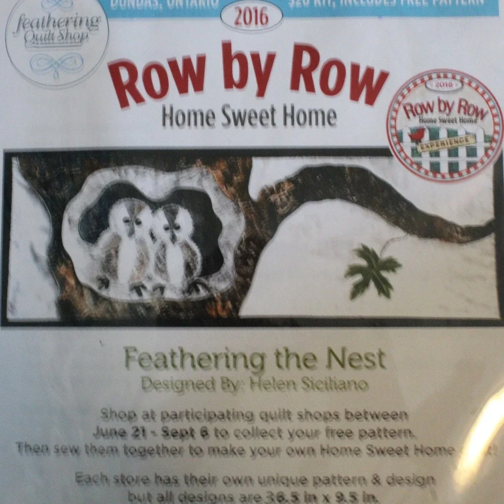 Feathering Quilt Shop Row by Row Home Sweet Home Owl Kit 36.5x9.5 Brown White